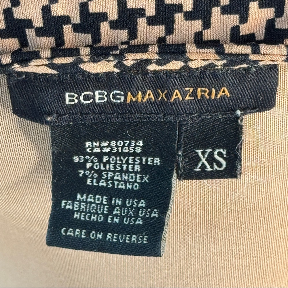 BCBGMaxAzria Houndstooth V-Neck Top Black Tan Toffee BCBG Max Azria Vintage XS - Picture 7 of 9